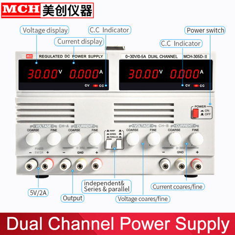 30V 2A 3A 5A Adjustable Dual Channel Linear DC Power Supply Benchtop Supply 2 Channel DC Regulated Power Supply Unit ► Photo 1/2