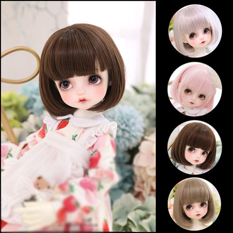 1/3 1/4 1/6 1/8 BJD sd  doll wig black high temperature fiber heat resistant wire short curl bangs doll hair ► Photo 1/6