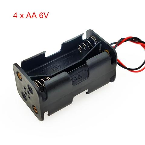 High Quality AA Battery Holder 6V for 4 x AA Batteries Black Plastic Storage Box Case Dual Layers With Wire Lead ► Photo 1/4