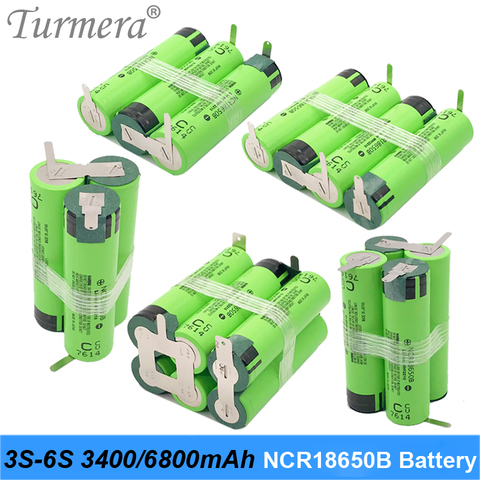 Turmera 3S 12.6V 4S 16.8V 5S 21V 18650 3400mAh Battery NCR18650B Battery 3400mAh 6800mAh for Screwdriver Battery (Customize) J07 ► Photo 1/6