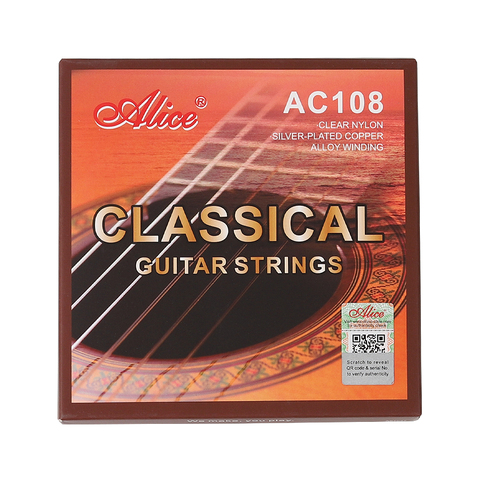 Alice A108-N Professional Classical Guitar Guitarra Strings Sliver Plated Copper Wound Clear Nylon Normal Tension 6 Strings ► Photo 1/5