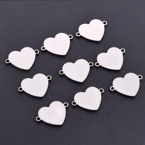 10pcs Stainless Steel Heart 2 Holes DIY Charm Bracelet Necklace Connector Charms DIY Jewelry Findings Bangle Connector Accessory ► Photo 1/3