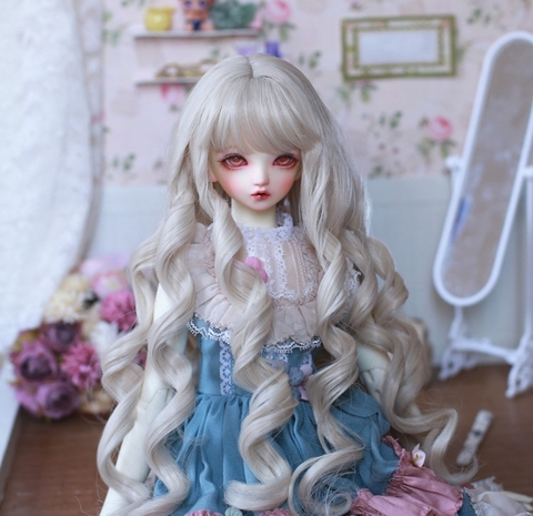 New high quality high temperature fiber BJD SD Bangs long curly wig female doll wig 1/3 1/4 1/6  bjd doll wig Black for dolls ► Photo 1/6