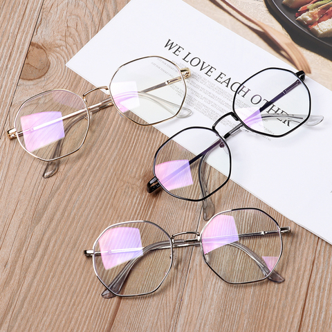 Vintage Anti Blue light Clear Glasses 2022 Metal Frame Classic Round Vision Care Eyewear Women Lens Myopia Optical Eyewear ► Photo 1/6