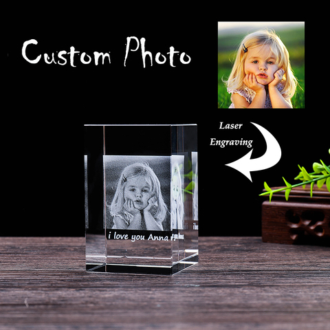 Personalized Custom Crystal Photo Frame Laser Engraved Your Image Crystal  Wedding Anniversary Birthday Gifts For Friends ► Photo 1/6