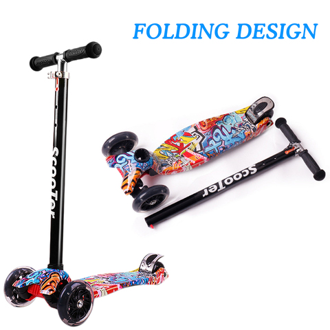 Foldable Scooter for 3-8 Year Kids Lightweight 3 Wheel Scooter Adjustable Height Children Balance Bike Light Flash Scooter Gift ► Photo 1/6