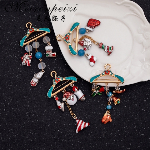 Meirenpeizi Luxury Christmas Brooches Multicolor Collar Pins Winter Jewelry For Women Men Collar Hat Coat Suit X ► Photo 1/6