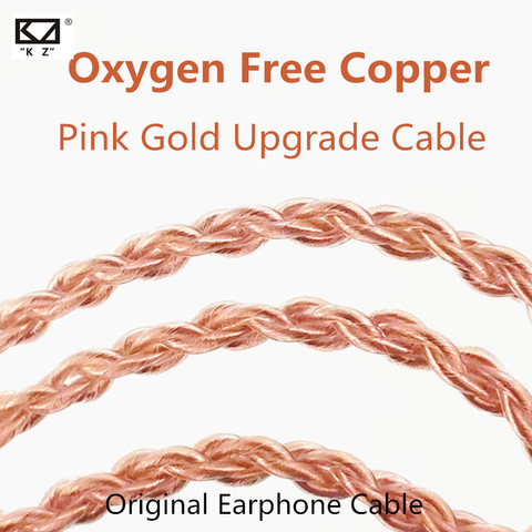 KZ Oxygen Free Copper Cable Pink Gold Upgrade headset Original cable for ZST AS10 BA10 ZSX ZSN ZS10 PRO AS12 AS16 C12 C16 C10 ► Photo 1/6