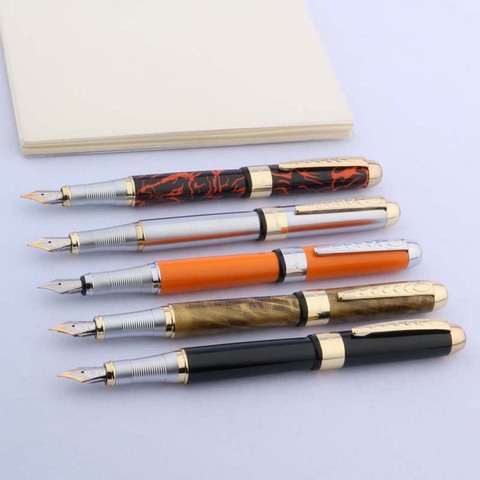 JINHAO 250 METAL Black and red striped ice GOLDEN Trim Fountain Pen Business Office school supplies Writing ► Photo 1/6