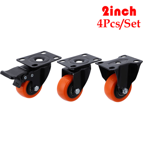 2 Inch Swivel Castor Wheels Heavy Duty Industrial casters 300KG Orange Polyurethane Trolley Furniture Caster Pack of 4 ► Photo 1/5