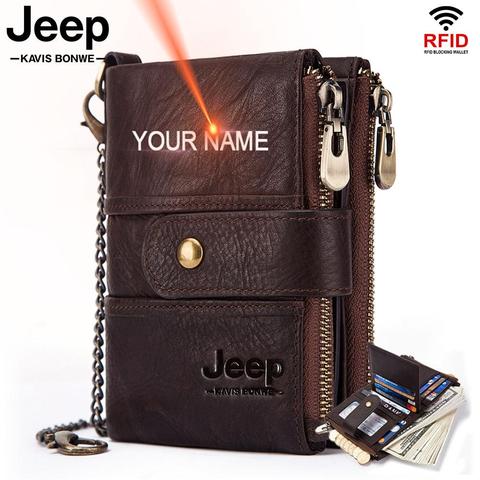 Free Engraving Rfid Cowhide Genuine Leather Wallet Men Crazy Horse Wallets Short Coin Purse Male Money Bag High Quality Walet ► Photo 1/6