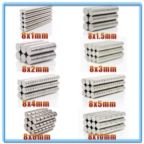 20~500Pcs N35 Round Magnet 8x1 8x1.5 8x2 8x3 8x4 8x5 8x6 8x10 Neodymium Magnet Permanent NdFeB Super Strong Powerful Magnets ► Photo 1/6