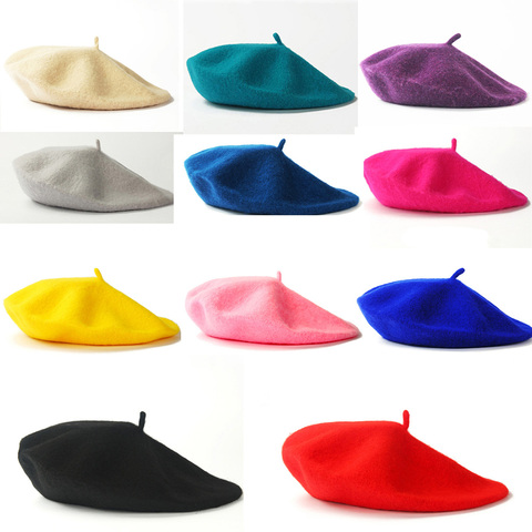 2022 Autumn Beret Hat Painter Flat Cap Women Vintage Wool Berets Hat Solid Color Bonnet Caps Casquette Female Warm Winter Cap ► Photo 1/6