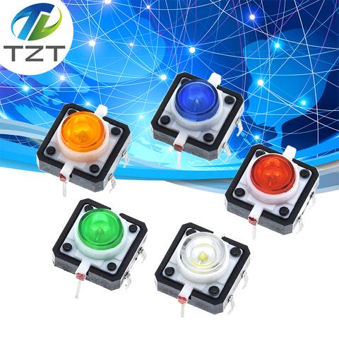 1PCS 12X12 Tactile Push Button Switch Momentary Tact LED Red Green Blue Yellow White 12*12*7.3mm ► Photo 1/6