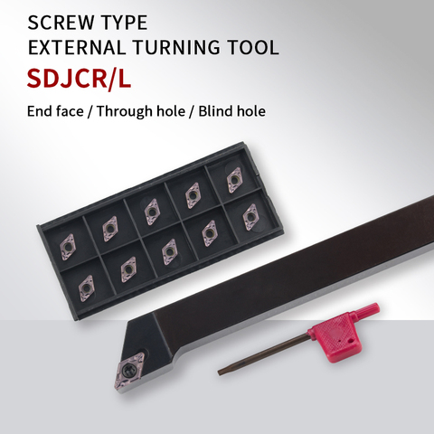 SDJCR/L SDJCR1212/1616H11 SDJCR2022K11 SDJCR2525M11 External Turning Tool Holder DCMT11 Carbide Inserts Lathe Cutting Tools Set ► Photo 1/6