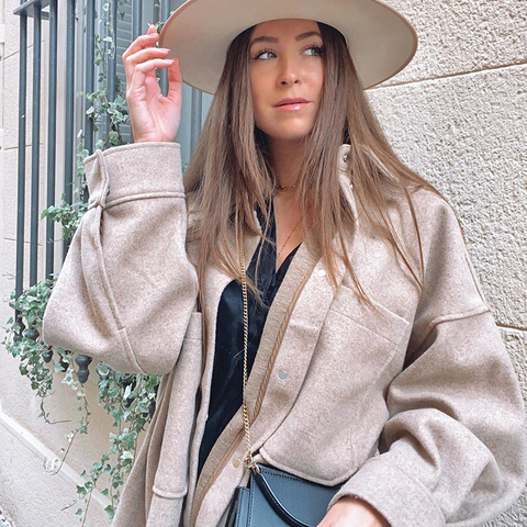 ZXQJ Vintage Women Camel Woolen Jackets 2022 Autumn-Winter Fashion Ladies Elegant Loose Long Coats Streetwear Girls Chic Outwear ► Photo 1/6