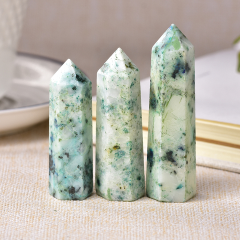 1pc Natural Crystal Point Fynchenite Healing Obelisk Reseda Quartz Wand Green Ornament for Home Decor Reiki Energy Stone Pyramid ► Photo 1/6