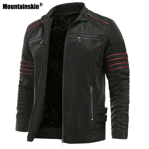 Mountainskin Men's Leather Jackets Autumn Winter Motorcycle PU Jacket Male Biker Leather Coats Mens Brand Clothing EU Size SA870 ► Photo 1/6
