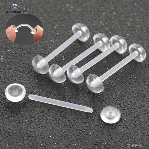 Starbeauty 5pcs 14G Half Clear Ball Acrylic Tongue Piercing langue Nipple Ring Oral Sex Tongue Rings Ear Piercing Nipple Jewelry ► Photo 1/6