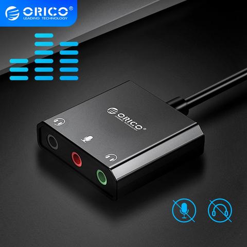 ORICO Sound Card External USB Interface 3.5mm Stereo Microphone Audio Volume Adjustment Free Drive Adapter for Laptop PS4 Headse ► Photo 1/6