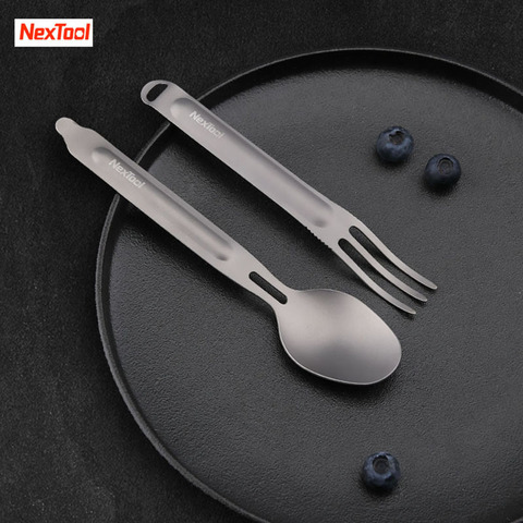 Youpin NexTool Fork Spoon Outdoor Pure Titanium Portable Tableware 2-in-1 Detachable Outdoor Sports Healthy Convenient ► Photo 1/6