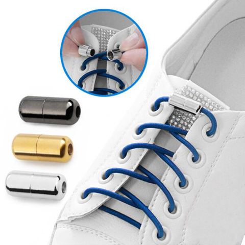 Elastic Shoelaces Magnetic Fashion Convenience Metal locking Lazy Laces Outdoor Sneakers Quick Flat No Tie Shoelace 1 Pair ► Photo 1/6