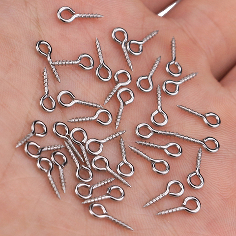 100pcs/lot Stainless Steel Screw Eye Pins for Pendant Iron Screw Eye Hooks Clasps Fit Cabochon Drilled Beads Diy Jewelry Making ► Photo 1/6
