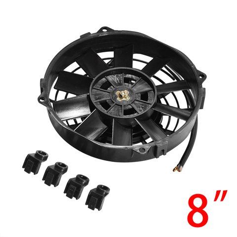 Universal 8/9/10/12/14 Inch 12V 80W 2100RPM Car Air Conditioning Electronic Cooling Fan Straight Black Blade Electric Cool Kit ► Photo 1/6