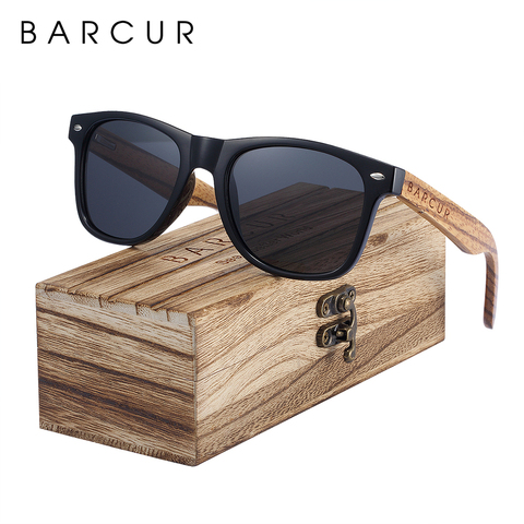 Sunglasses Polarized Zebra Wood Sunglasses Hand Made Vintage Wooden Frame Male Driving Sun Glasses Shades Gafas With Box ► Photo 1/6