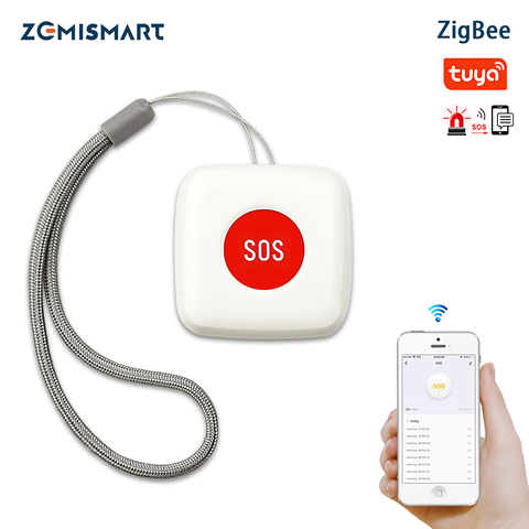 Zemismart Remote Control SOS Button Alarm Waterproof Emergency Help Alarm Switch Work with Tuya Zigbee hub ► Photo 1/6
