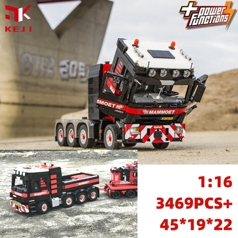 KEJI MOC-6075 3619 Truck Actros 4160 MP3 MCO121 Semi Trailer RC Tractor Model Building Block Bricks Kit Kids Toys Christmas Gift ► Photo 1/1