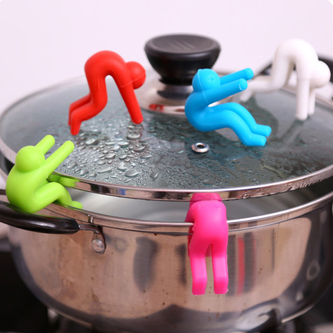 2pcs Creative Raising Pot Cover Silicone Spill-proof Anti-overflowing Tools Cell Phone Holder Cooking Tools Kitchen Accessory ► Photo 1/6