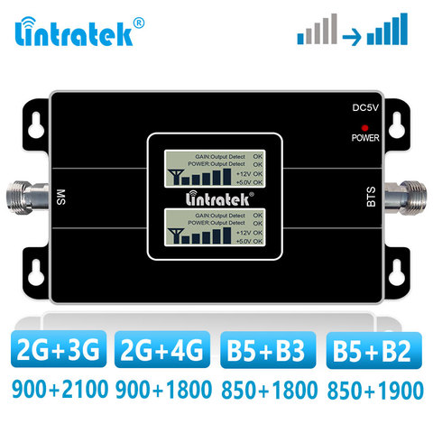 lintratek Dual Band Repeater 2G 3G 4G GSM Cellular Amplifier 900 1800 2100 850 MHz  LTE Signal Booster CDMA B5 UMTS WCDMA DCS ► Photo 1/6