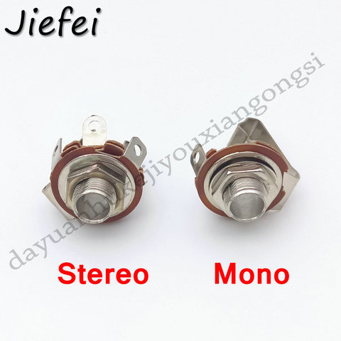 3Pcs 2 Pole Mono / 3 Pole Stereo Plug jack No Switch Audio Female Connector 6.35mm 6.3mm 1/4