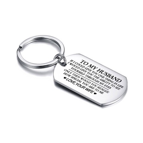 Vnox Classic Key Chain Ring for Men Smooth Surface Never Fade Stainless Steel Keychain TO HUSBAND Love Expression Custom Gift ► Photo 1/6