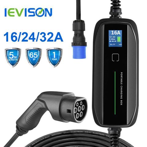 Electric Vehicle EV Charger Type 2 32 Amp Portable EVSE, CEE Plug