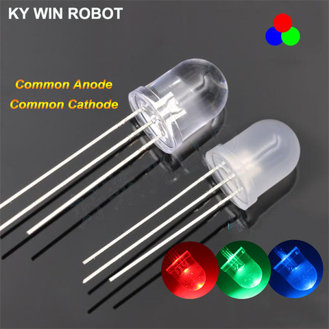 10Pcs Multicolor 4pin 10mm RGB Led Diode Light Lamp Tricolor Round Common Anode/Cathode LED Light Emitting Diode Red Green Blue ► Photo 1/1