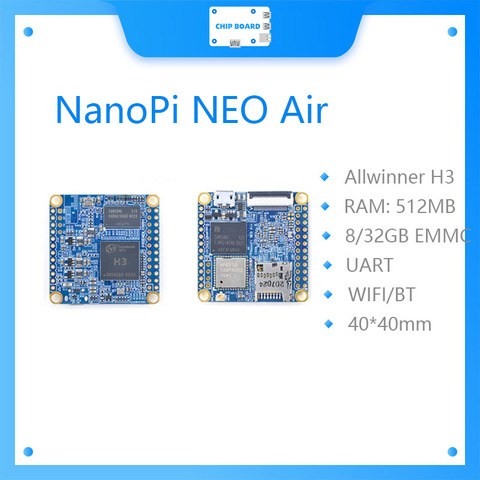 
	NanoPi NEO Air 512 mb RAM WIFI & Bluetooth, 8 gb/32 gb eMMC Allwinner H3 Quad-core Cortex-A7
 ► Photo 1/5