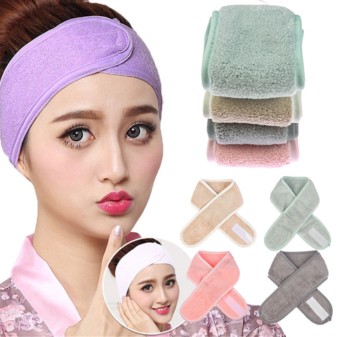 Newest Adjustable Hair Wrap Head Band for Women Simple Candy Color Beauty Makeup Toweling Soft Salon SPA Facial Headband ► Photo 1/6