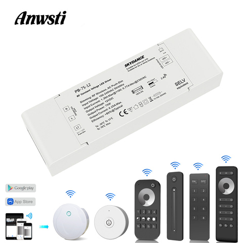 LED Driver Dimmable DC 12V 24V 75W Wireless 2.4G RF Remote Control Push Dimmer Constant Voltage Light 12 Volt LED Dimming Driver ► Photo 1/6