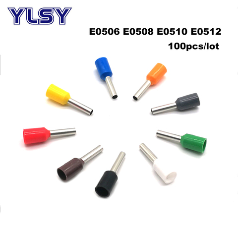 100pcs Tube Insutated Cord End Terminals Electrical Crimp Terminal Wire Connector E0506~E0512 Crimping Cable Ferrules VE 22AWG ► Photo 1/6