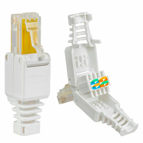 White RJ45 Tool-less Connector No Crimp Connectors CCTV Ethernet Cable Tool-less Crystal Head Plug CAT6 RJ45 Connector ► Photo 1/6