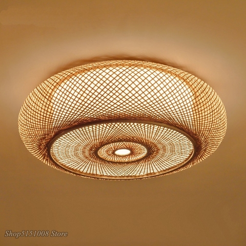 Hand-woven Ceiling lamp Bamboo Wicker Rattan Round Lantern Ceiling Lights Asian Japanese Plafon Lamp Bedroom Living Room Fixture ► Photo 1/4