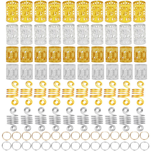 90PCS Golden Metal African Hair Rings Beads Cuffs Tubes Charms Dreadlock Dread Hair Braids Jewelry Decoration Accessories ► Photo 1/4