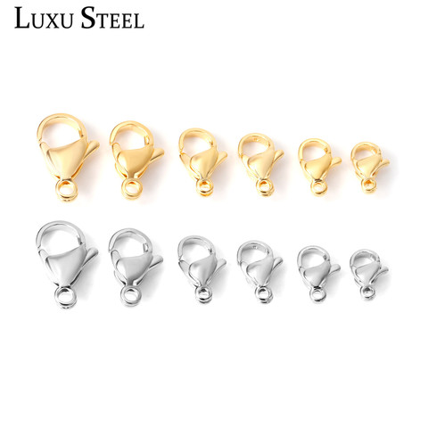 LUXUSTEEL 100pcs/lots Stainless Steel Lobster Clasp Claw Clasps For Bracelet Necklace Chain Diy Jewelry Making Findings Women ► Photo 1/6