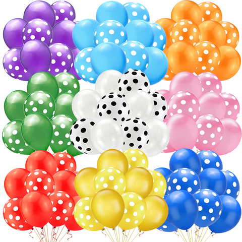 Party Supplies Polka Dot Latex Balloons black and white baby birthday Wedding Decoration color blue pink purple green orange red ► Photo 1/6