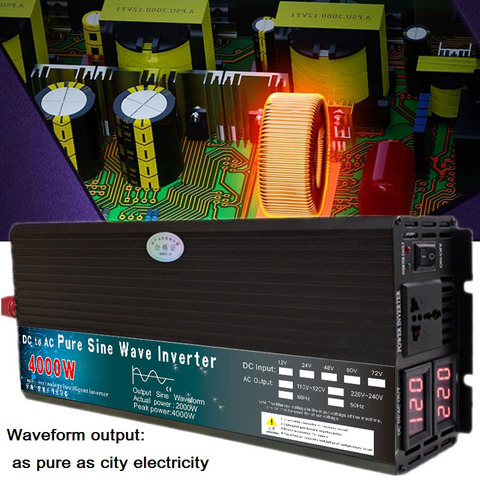 4000W Pure Sine Wave Inverter DC12V/24V To AC 110V 220V solar Power Voltage Converter Booster For Car Inverter Household DIY ► Photo 1/6
