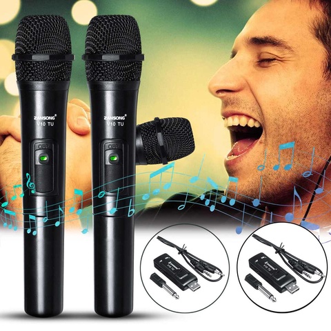 1/2Pcs VHF Wireless Microphone DJ Karaoke Speaker 2 Handheld MIC KTV Player Independent/hybrid Automatic Selection USB Receiver ► Photo 1/6