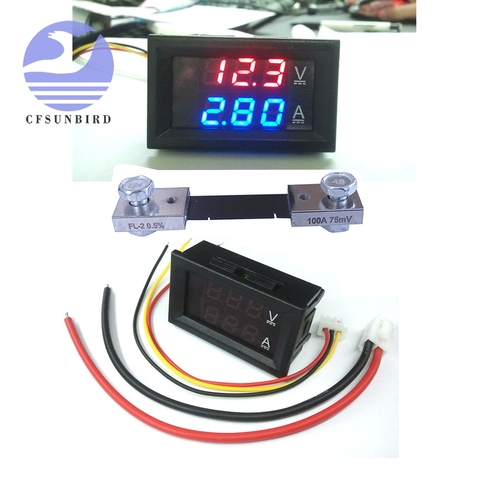 DC 0-100V 10A 100A Digital Voltmeter Ammeter Dual Display Voltage Detector Current Meter Panel Amp Volt Gauge 0.28