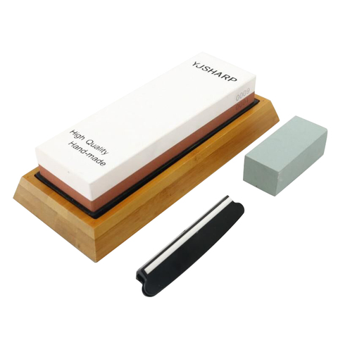 Premium Whetstone Knife Sharpening Stone 2 Side Grit 1000/6000 Waterstone  Sharpener With NonSlip Bamboo Base and Angle Guide h2 ► Photo 1/6